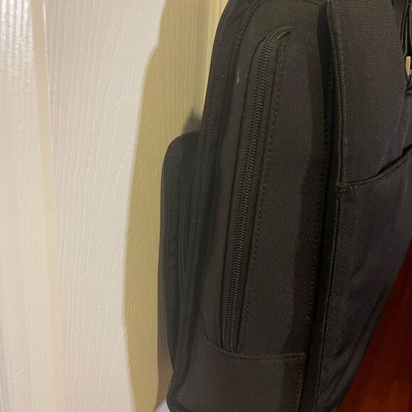 Victorinox Swiss Black Canvas &leather laptop Bag Briefcase silver tone hardware - Picture 8 of 16